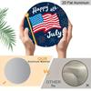 2D Flat 1pc, 8x8 In, Happy Fourth of July Round Aluminum Metal Sign, Fireworks & Stars Design, Inspired Wall Art for Living Room, Bedroom, Porch