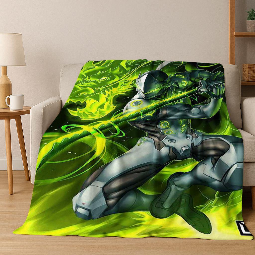 Game OW Overwatch D.VA Mei Reaper Cartoon 3D Flannel Blanket,Cozy Soft Throw Blanket for Home Bedroom Bed Sofa Picnic Cover Gift