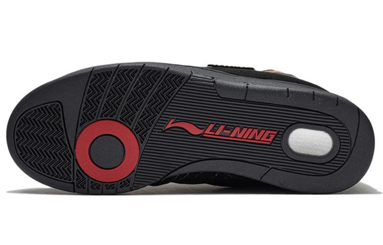 Li Ning 937 Deluxe Hi SP Synthetic Leather, TPU Lightweight High top Skateboard Shoes Men's Black AGBR097-2