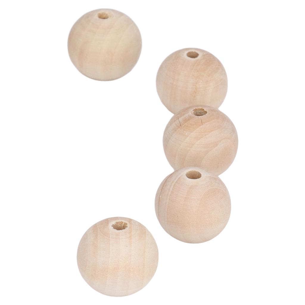 50Pcs Wooden Beads 30mm Natural Glossy Surface Fine Polishing Easy Painting Wide Application Wooden Beads Bulk