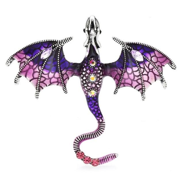 Enamel Dragon Brooches For Women Men 6 -Color Rhinestone Flying Legand Animal Party Office Brooch Pins Gifts