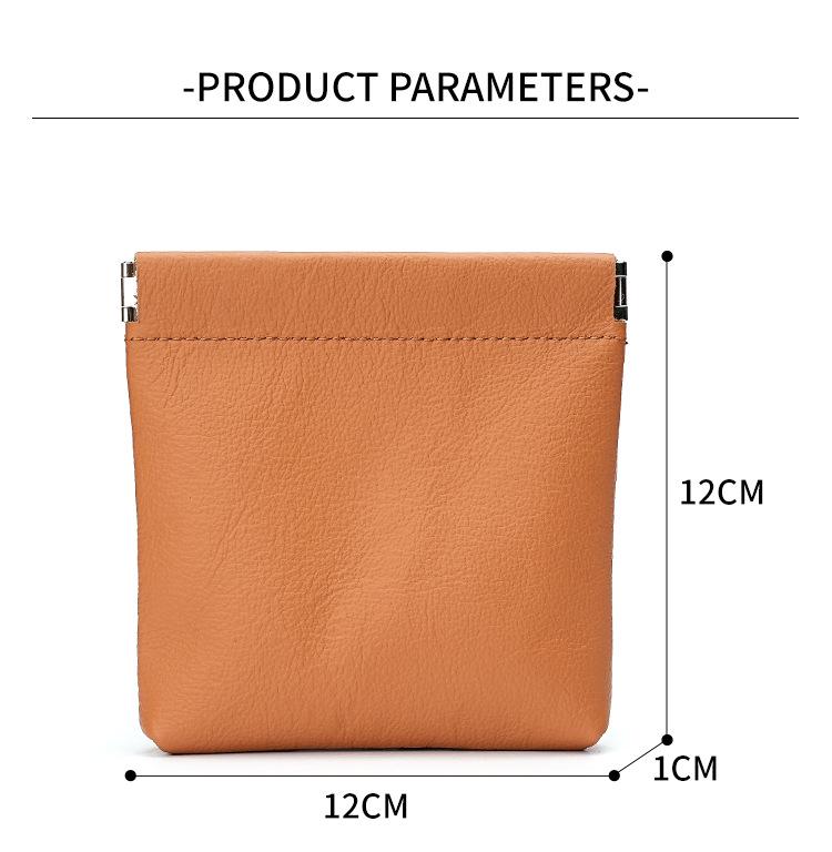 Münzbörse aus Rindsleder mit Lychee-Maserung mit automatischem Verschluss – Tragbares Aufbewahrungstäschchen für kabellose Ohrhörer