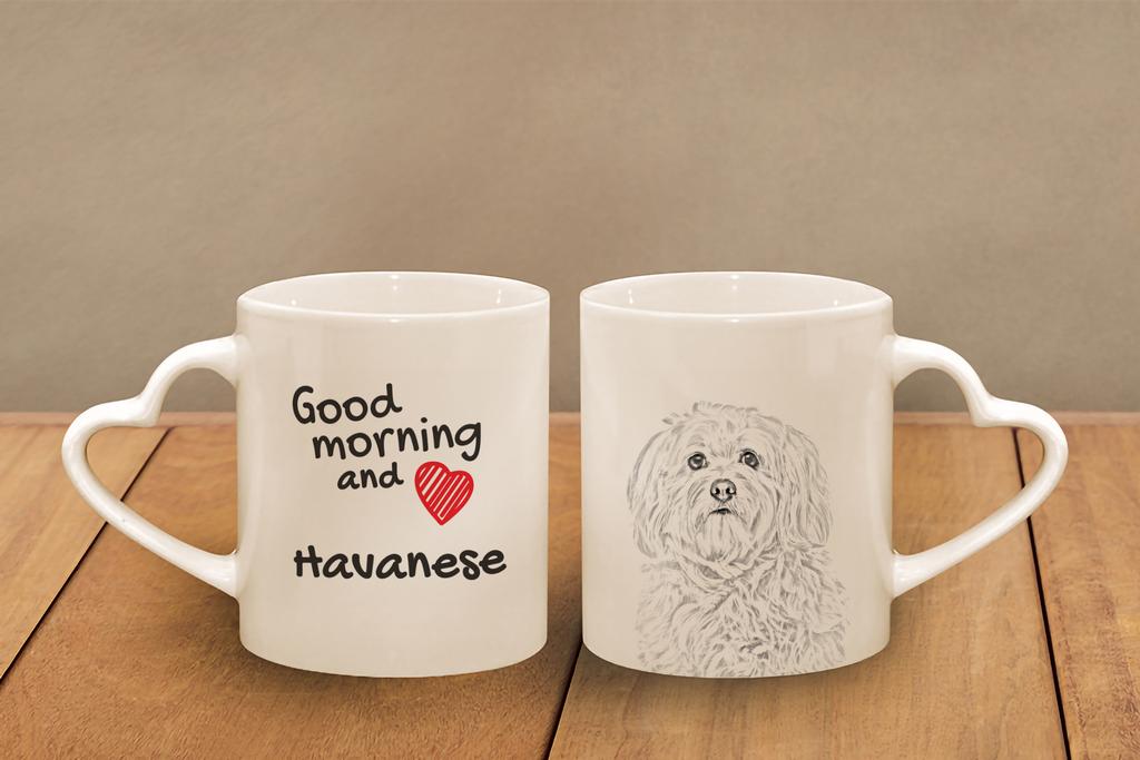 Havanese, Havanese Cuban Bichon, Bichón Havanés - cup with a dog, adorable cup with a heart-shaped handle, universal gift from the Art-Dog brand