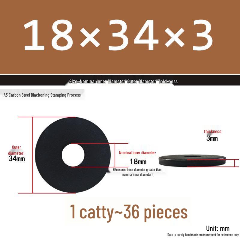 Black Oversized Thickened Round Metal Flat Washer Spacer for Home Use