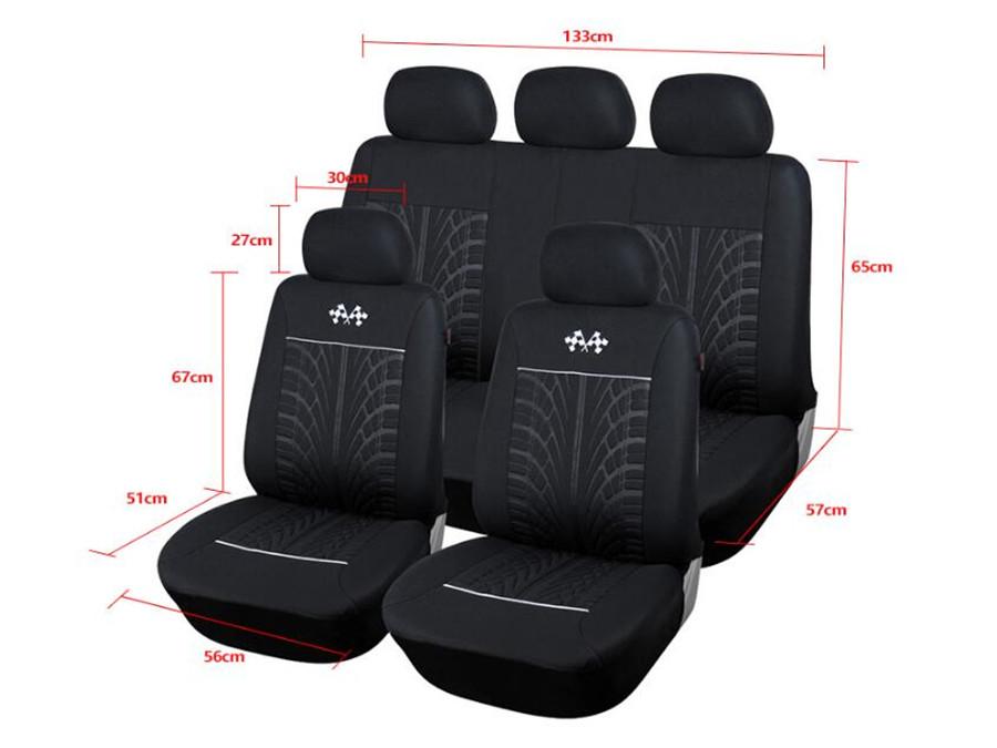 Universal Car Seat Covers - 5-Seat Set Black/Gray