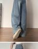 Plus Size Retro Wide-Leg Denim Pants for Women - Autumn Loose Fit, Slimming, Pear-Shaped Body