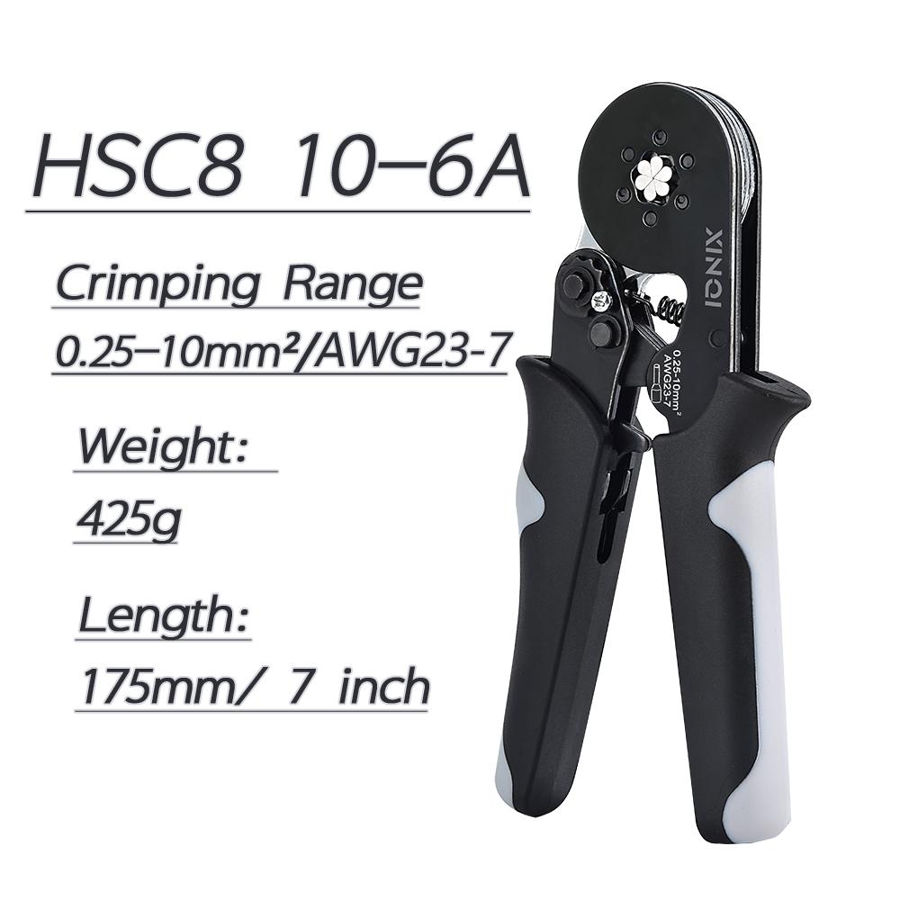 XINQI HCS8 10-6A 10mm2 Tube Terminals Crimping Pliers Set with Storage Bag &  Hand Tools Electrician Crimper Crimping Pliers