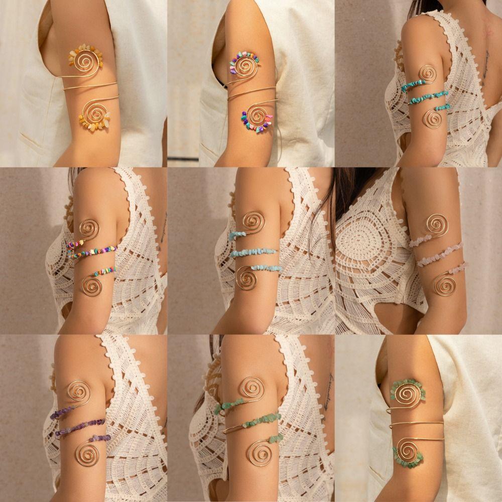 Handmade Craft Adjustable Armband Alloy Open Bangle Glamorous Bohemian Arm Cuff  Retro Fashion