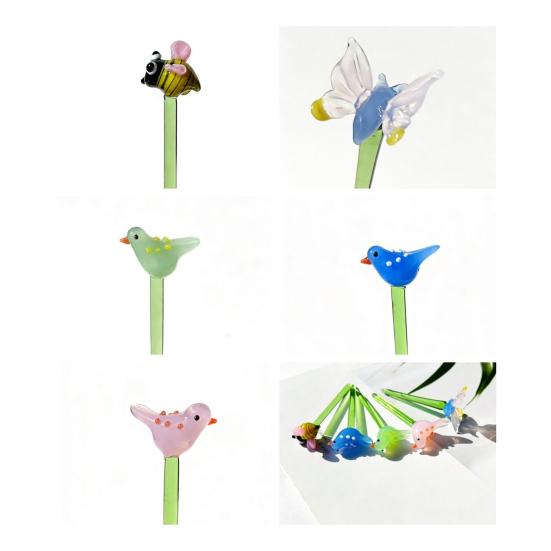 Miniature Glass Flower Figurine Small Hand Blown Faux Crystal Flower Bouquet in Vase