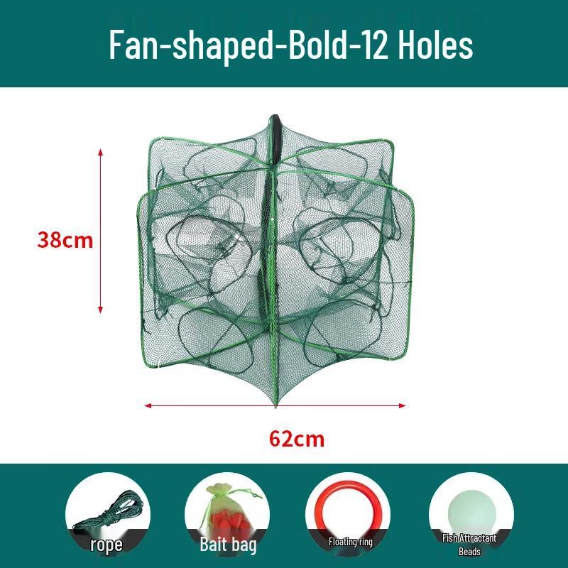 Foldable Thickened Fish and Shrimp Trap Net for Outdoor Fishing.