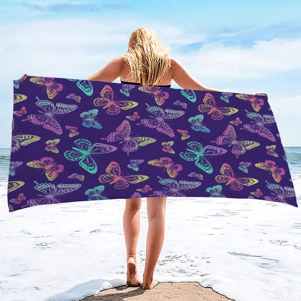1pc Butterfly Print Towel Sports Quick-Drying Super Absorbent Camping Towel Super Soft Lightweight Gym Swimming Yoga Beach Towel