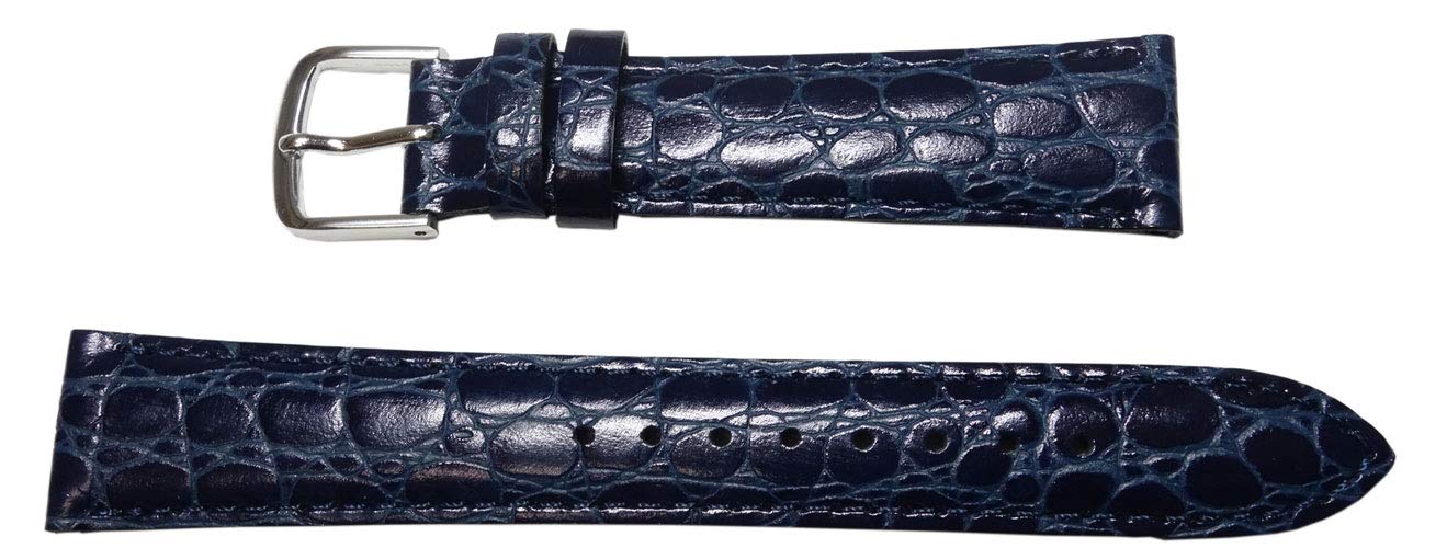 

Seiko Watch Band, 18mm, DXA9A, Men s, Crocodile-Embossed Cowhide Leather, Blue