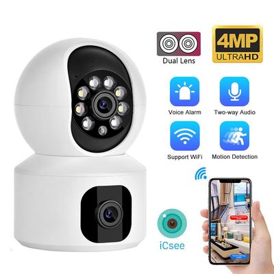 Sledovací kamera Wifi 4MP Dual Lens AI Auto Tracking 4x zoom Icsee Baby Monitor IP CCTV Pet Cam Zabezpečení