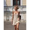 CityWalk Casual Fashion American Vintage Gyaru Hollow Knitted Frill Sling Short Dress Dress