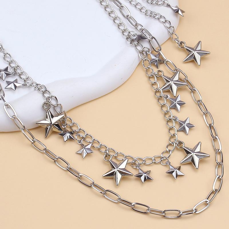 Versatile Geometric Metal Star Waist Chain with Tassels - Hip Hop Punk Style for Women