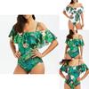 Piece One Woman Swimsuit Ruffles Floral Printed Monikini Padded Suit Bathing