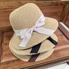 Hat schoolgirl tide bucket hat breathable straw pot hat foldable sun hat sunscreen top hat bow