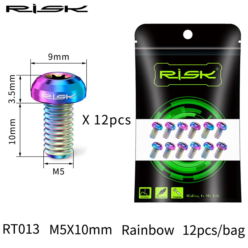 RISK M5x10mm Šroub kotoučové brzdy T25 Torx Titanová slitina Díl pro jízdní kolo MTB Horský kolo Šroub pro upevnění brzdového kotouče Ti 12KS/Sada