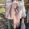 New Mohair Solid Color Scarf Women's Winter Warm Scarf Macaron Color Thickened Thick Braid Tassel Shawl