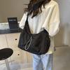 Elastic Rope Drawstring Tote Bag Solid Color Pleated Shoulder Bag Nylon Crossbody Bag  School