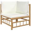 vidaXL 4-tlg. Garten-Lounge-Set mit Cremeweißen Kissen Bambus