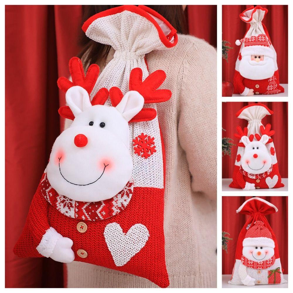 Reindeer Santa Claus Gift Bag Elk Xmas Drawstring Pouch Exquisite Merey Christmas Bag  Party Favors