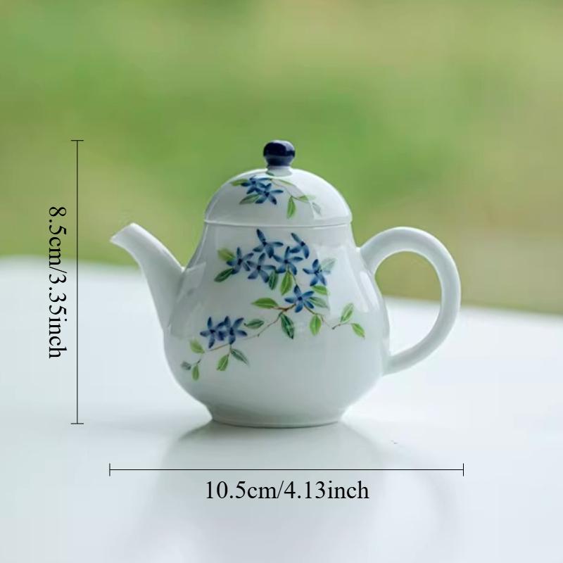 

Ceramic Blue Flower Teapot Hand-drawn Kungfu Tea Set Chinese Small Capacity Teapot Hospitality Teapot Ball Hole Filter Teapots