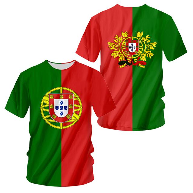 Portugalia męskie t-shirty letnie z krótkim rękawem O-neck modny top godło narodowe drukuj Harajuku ponadgabarytowe neutralne ubrania Camisa
