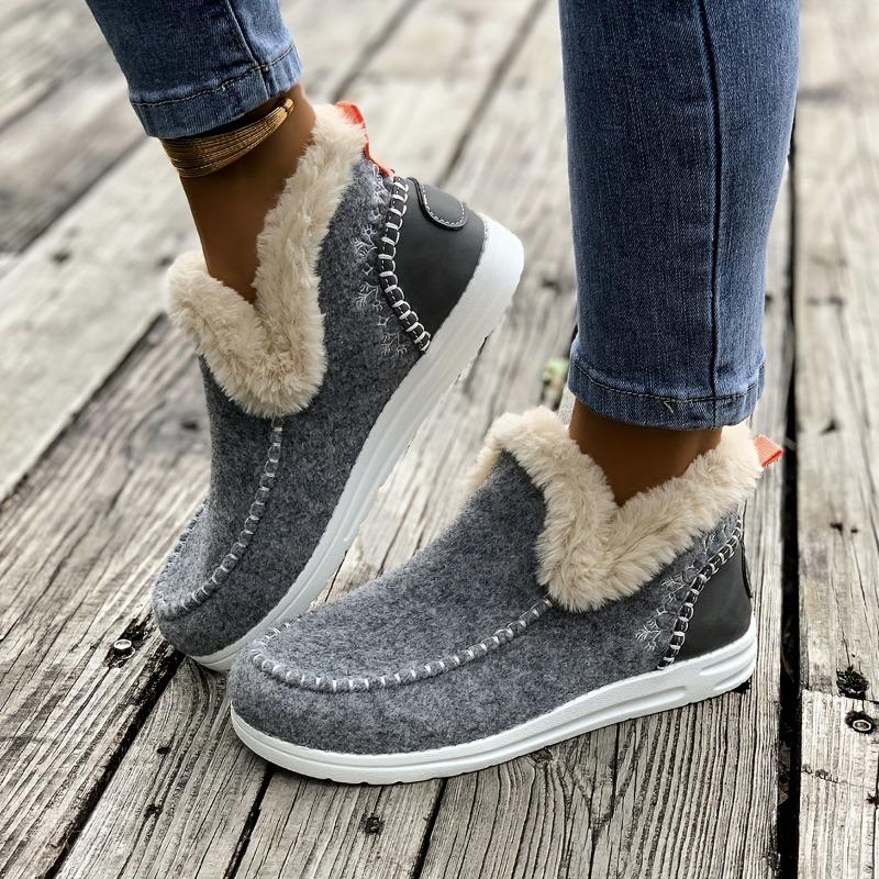 Women's Winter Furry Slip-Resistant Platform Sneakers/Boots - Thick Platform Height Increase