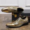 Designer Mens Shoes Gold Silver Snakeskin Patent Leather Shoes Fashion Casual Business Shoe Lace Up Brogues Shoes Zapatos Hombre