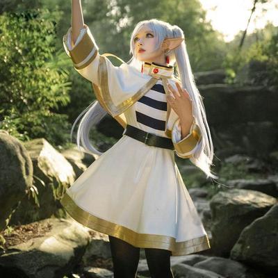 Anime Frieren At The Funeral Frieren Cosplay Costume Fancy Dress  Coat Skirt Belt Earrings Outfits For Women Halloween