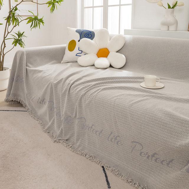 Nordyckie Pokrowce na Sofę 2 3-osobową Chenille Frędzle Żakardowy Pokrowiec na Fotel Jednoosobowy Pokrowiec na Sofę Rozkładaną Narzuta na Sofę na Cały Sezon