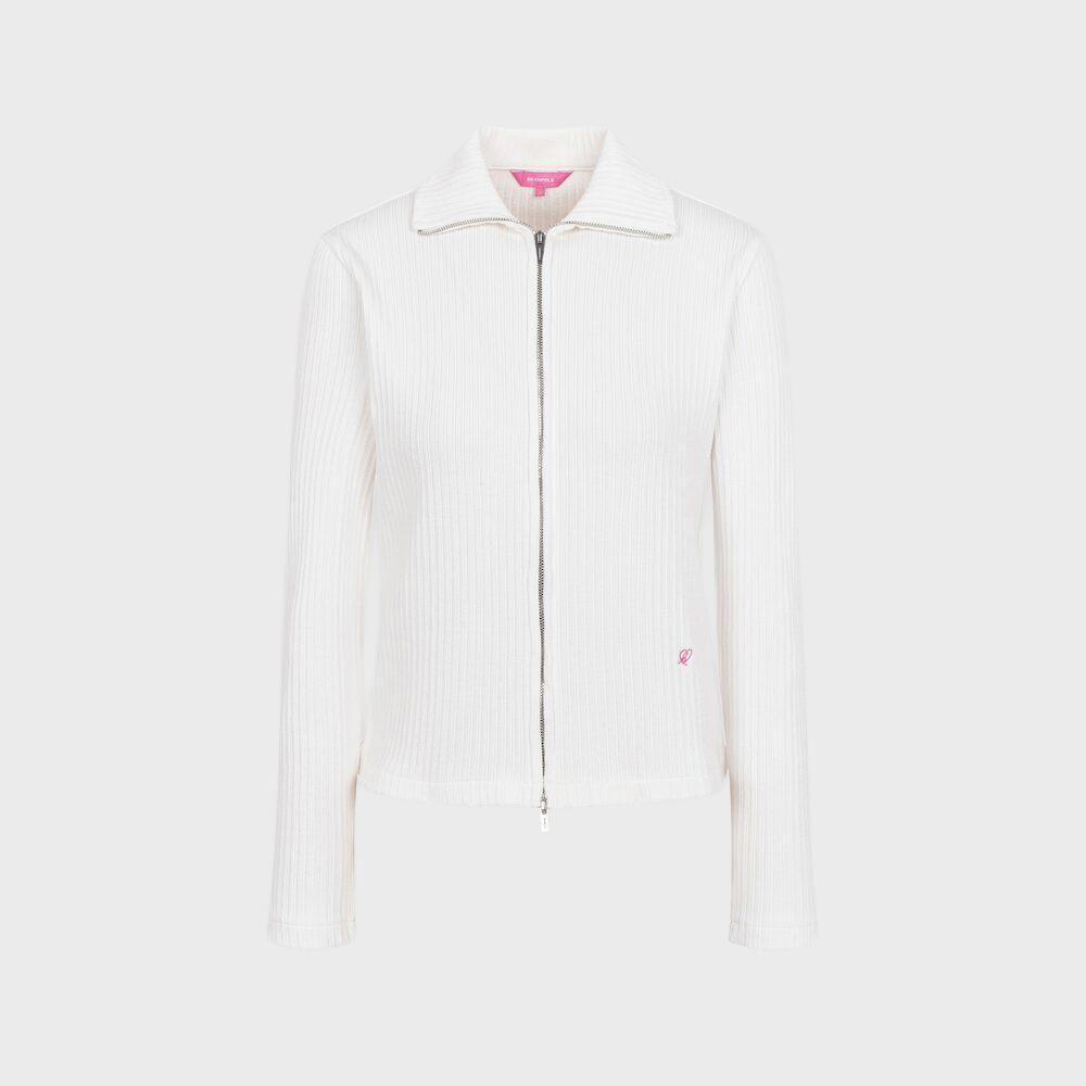 Binpolleidiseu [B. My] Ribbed Two-Way Collar Zip-Up Ivory (Bf5841N010)