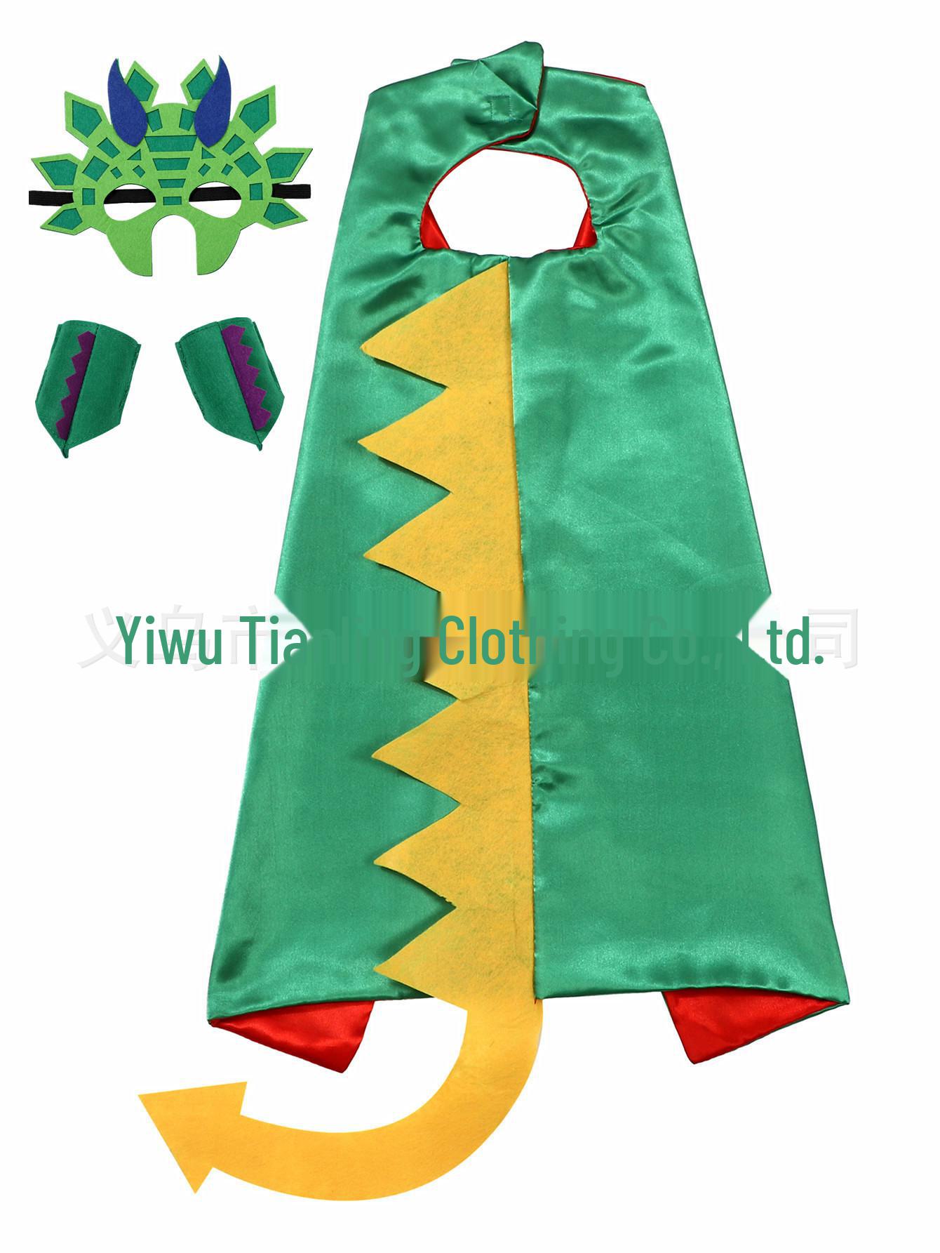 

Детский костюм динозавра на Хэллоуин с зеленым плащом, маской на глаза и браслетом для ролевой игры One Size