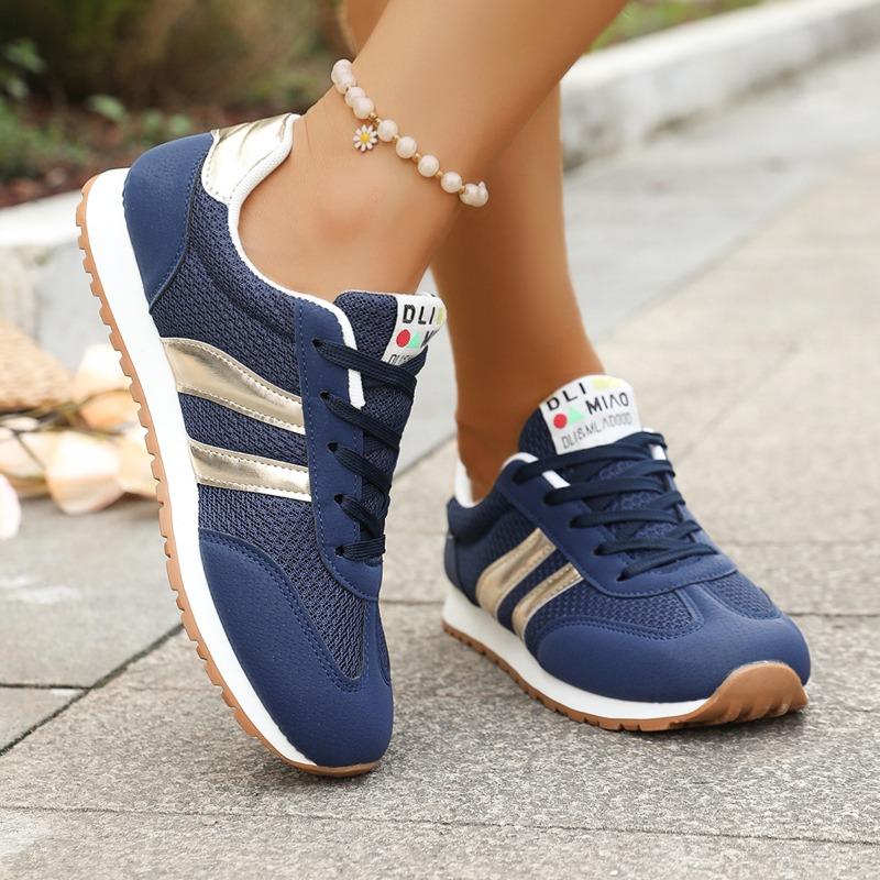 Spor Ayakkabıları Yaz Yeni Yuvarlak Burun Renk Eşleşmesi Bağcıklı Yumuşak Taban Kaymaz Aşınmaya Dayanıklı Düz Ayakkabılar