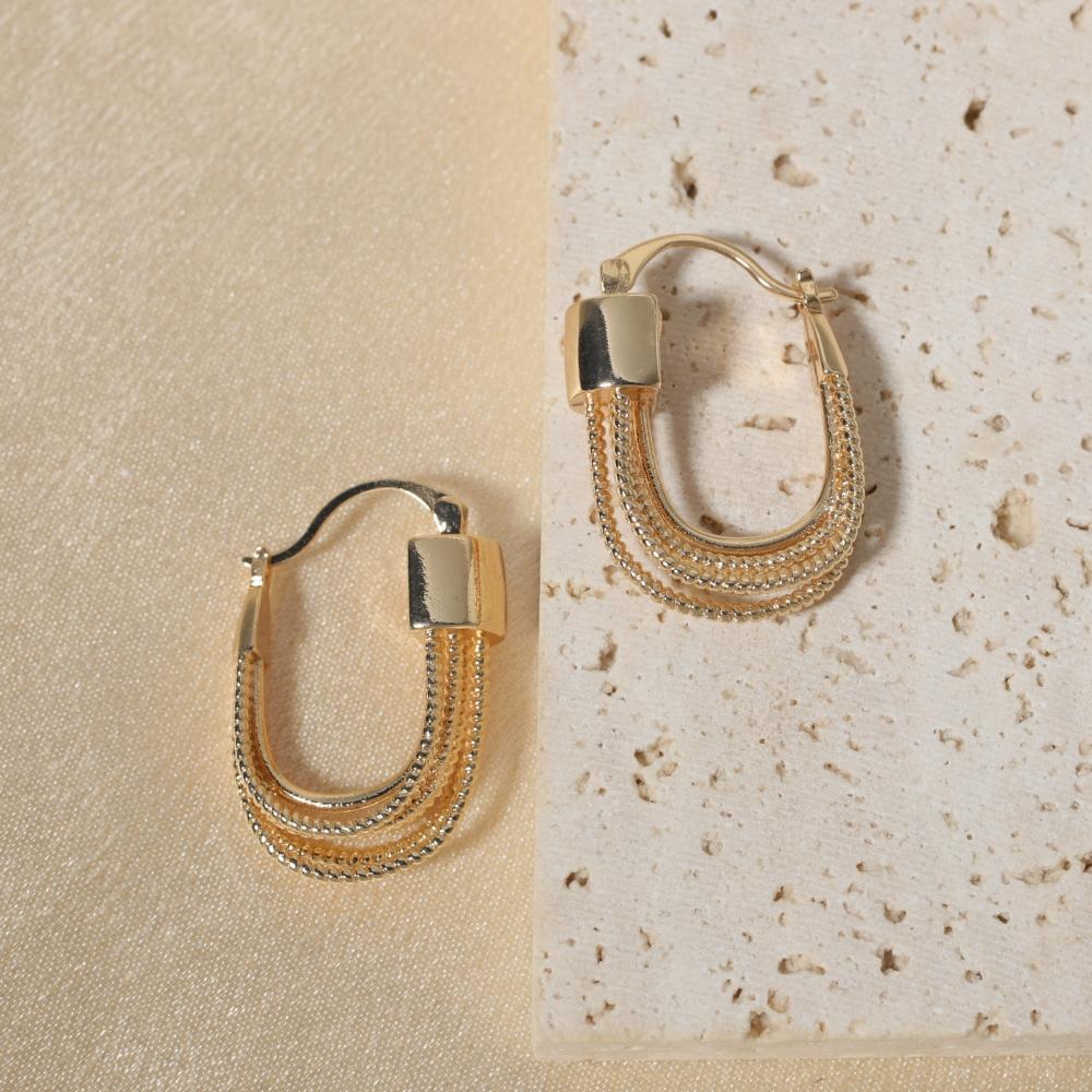 

Simple Geometric Metal Multilayer Hoop Earrings for Women Girls Golden Jewelry Personalized Accessories золотой