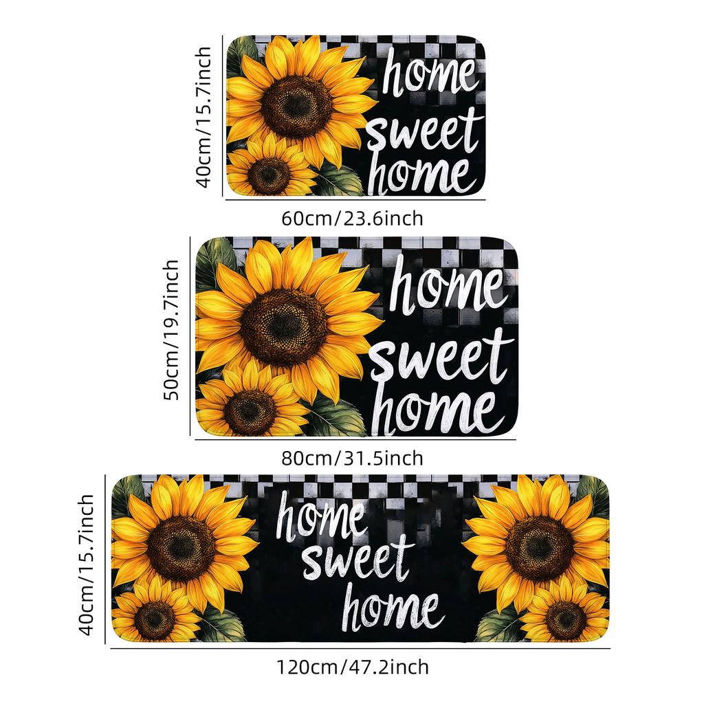 1 Piece Home Kitchen Mat Set-Spring Sunflower Easter Carpet, Non-Slip Mat, Door Mat, Bedroom, Living Room, Dining Area-Easy To C