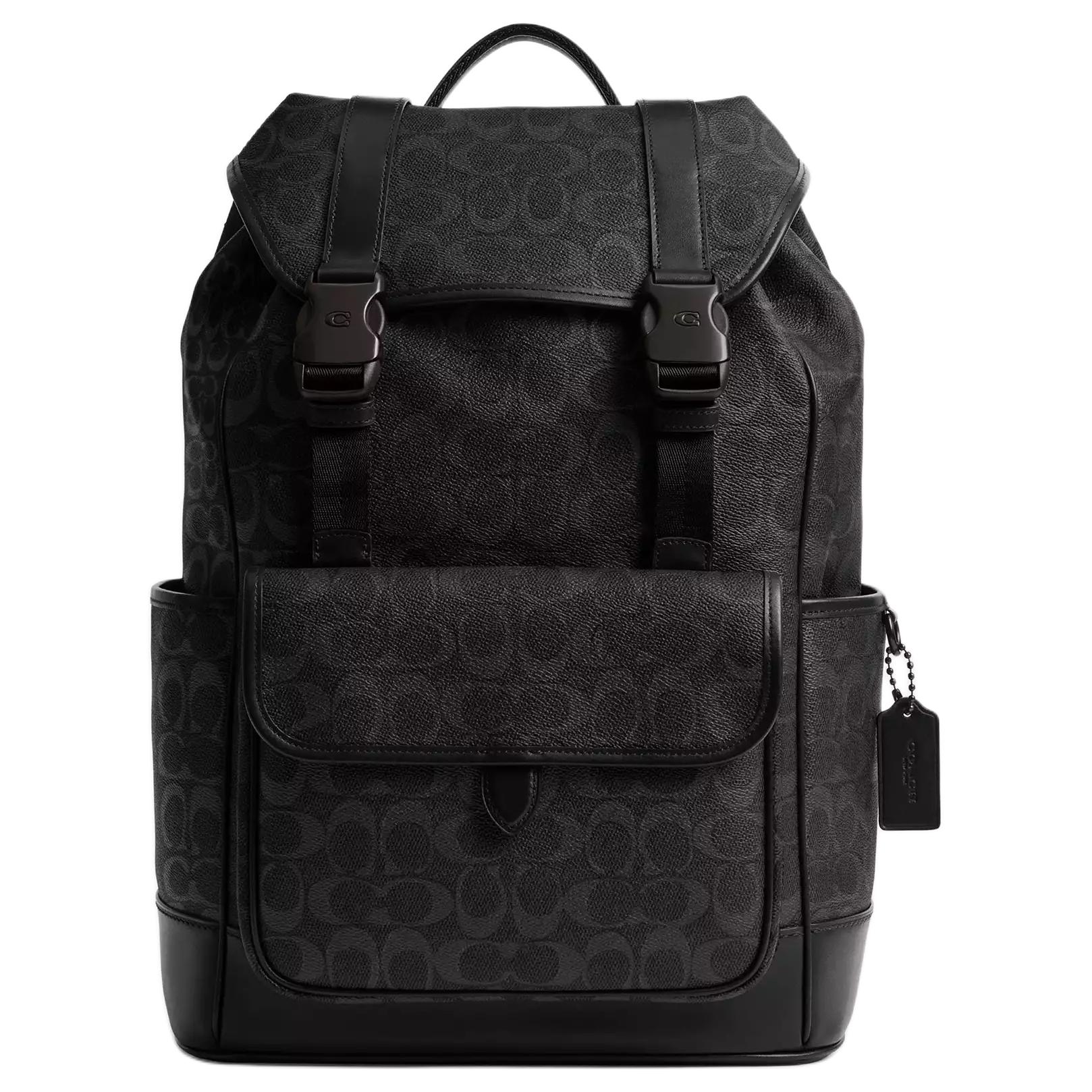 Coach Men's Black League 29 Drawstring Quick Closure Large Cowhide Backpack Backpack Cu201-Oy2
