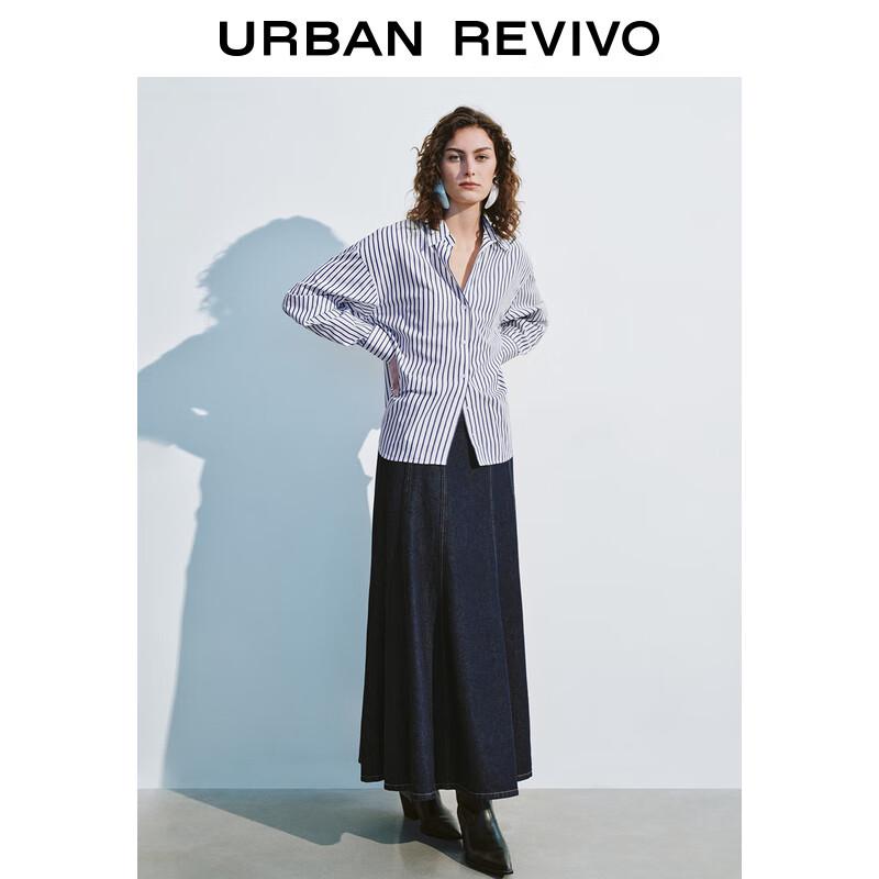 UR Women s Retro Washed Denim A-Line Long Skirt XXS