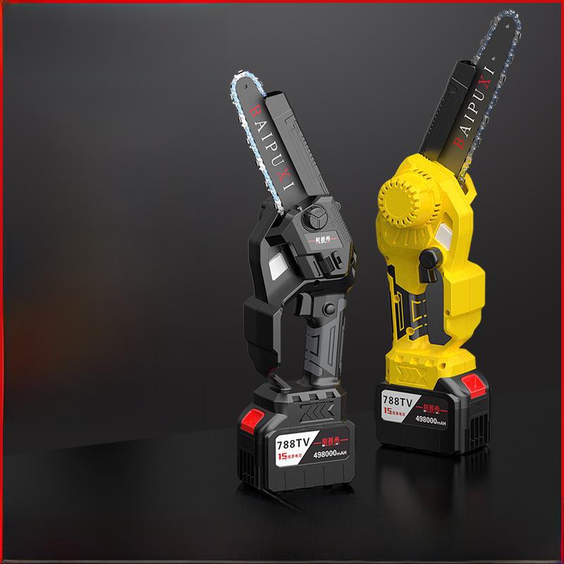 6" & 8" Brushless Lithium Battery Electric Chainsaw, High Power Handheld, Rechargeable, One-Handed Mini Felling Saw for Household Use