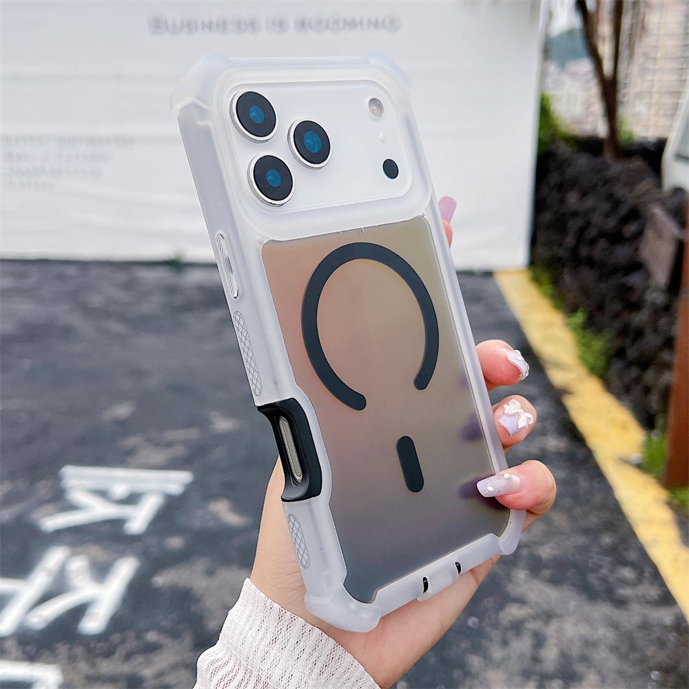Stoßsichere Magnetische Laser Blendende Handyhülle für iPhone 17 Air Pro 17 Pro Max Doppelt Bunte Kamera Stoßfänger Schicht Rüstung Abdeckung