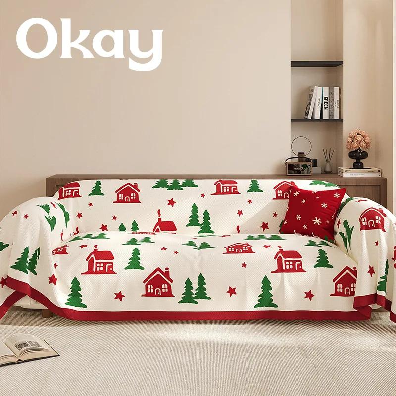Christmas Decoration Sofa Couch Cover Stretch Corner Sofa Covers L Shaped Sofa Slip Cover Protector Bench Cover Thin Fabric