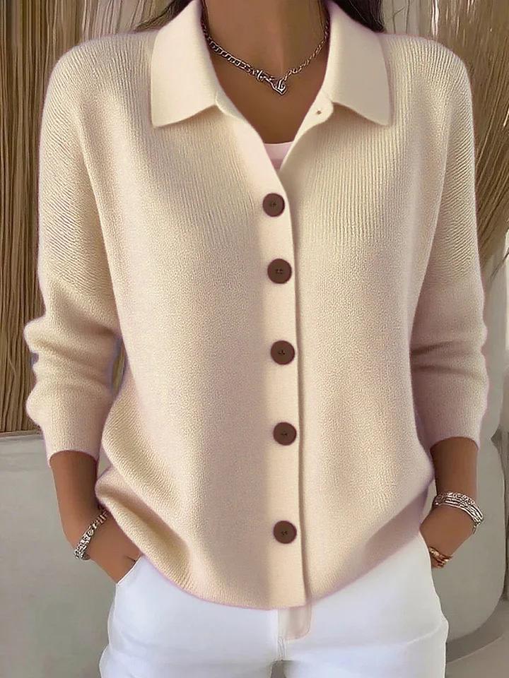 2025 European & American Women's Buttoned Knit Cardigan - New Autumn/Winter Solid Color Casual Fashion Sweater Coat