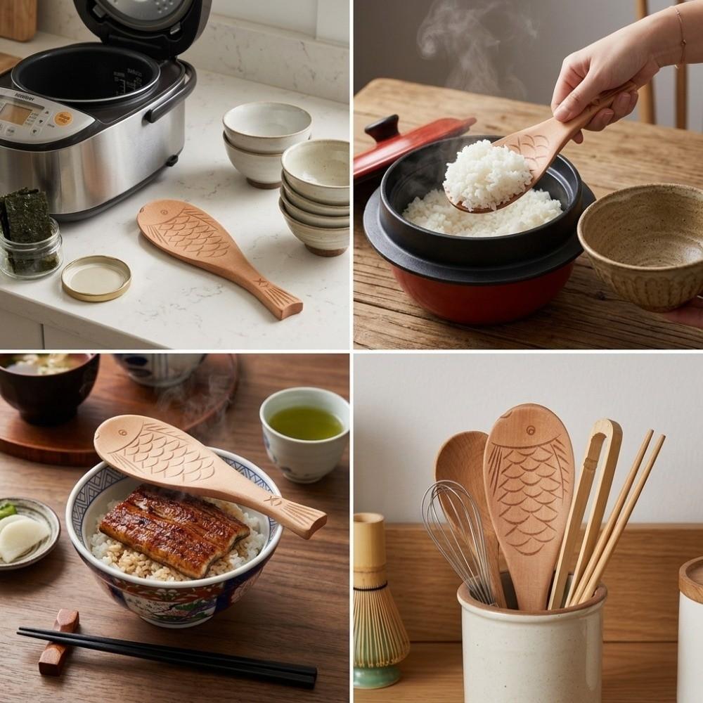 Wooden Rice Spoon Smooth Cooking Spoon Exquisite Food Ladle Dining Time
