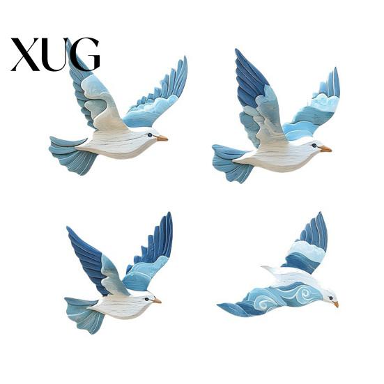 Easy Installation Wall Art 4Pcs/Set Wooden Blue Pigeon Decoration Farmhouse Rustic Bird Hanging Ornament Home Office Living Room Bedroom