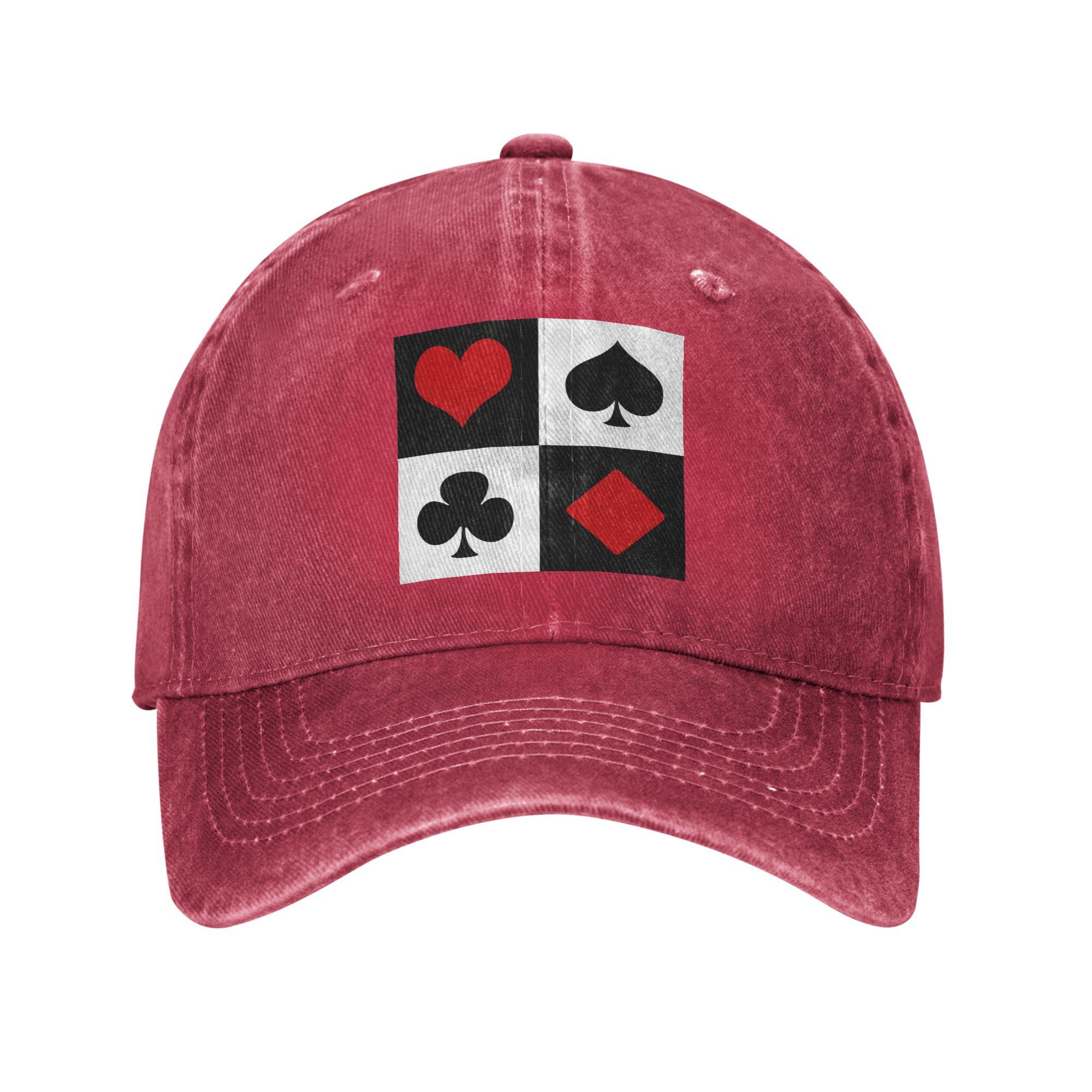 Playing card Washed Denim Cap Casual Baseball Caps Adjustable Hat Summer Unisex Baseball Hats One Size