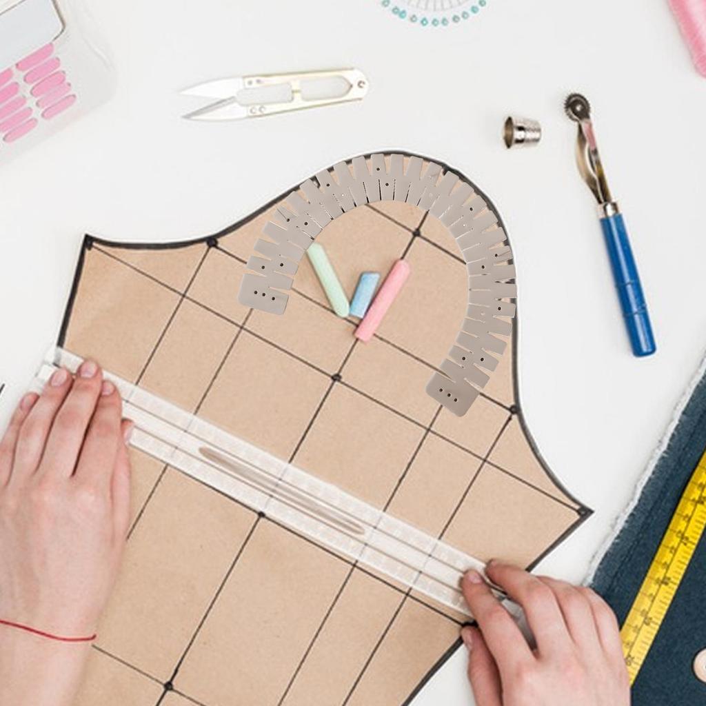 1pc Silicone Hemmer Heat-Resistant Hemming Ruler with Marking Holes Flexible Edge Guide for Shirt Tails Quilting DIY Fabric Kit
