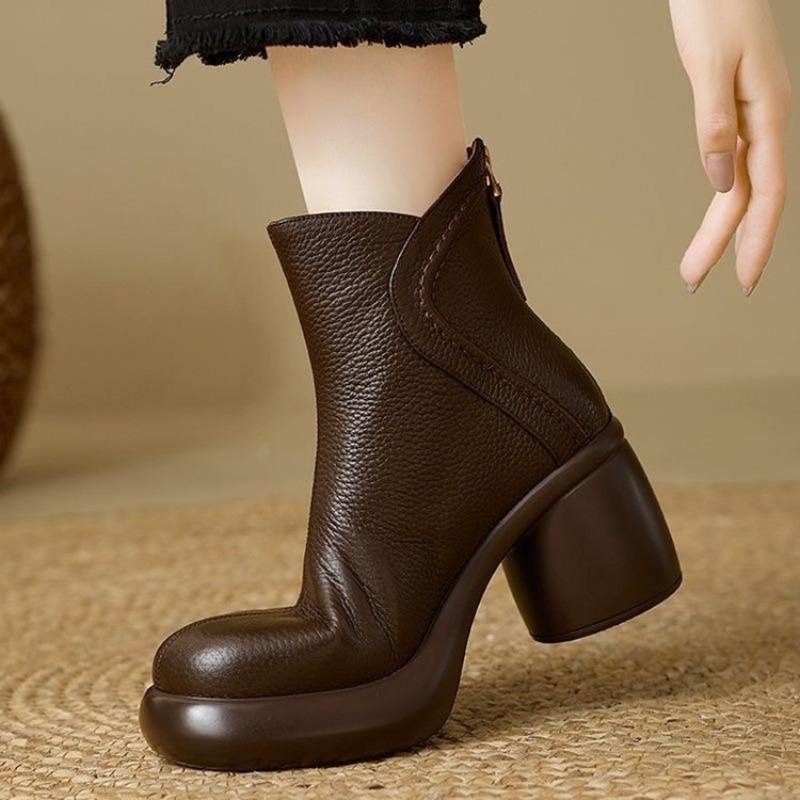 New Women's Ankle Boots, High-heeled Height-increasing, Fleece, Thick-heeled, Versatile Shoes, Waterproof Boots