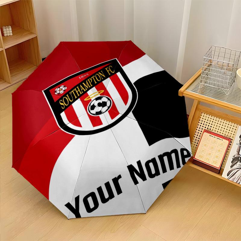 Southampton FC Automatic 3‑Fold Umbrella 8‑Rib Windproof Folding Umbrella Sun Rain Protection For Outdoor Travel Daily Use