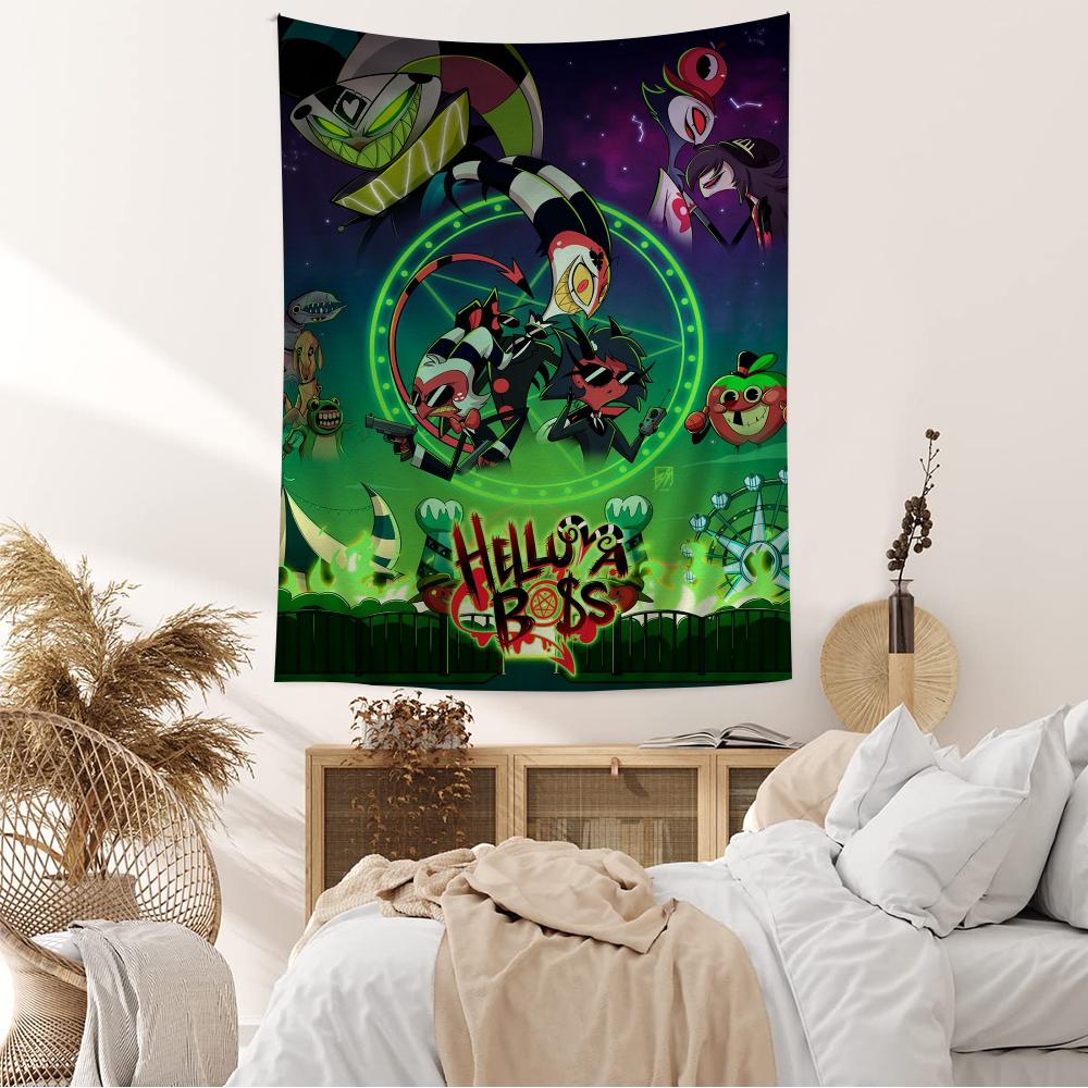 Helluva Boss Cartoon Tapestry Anime Tapestry Hanging Tarot Hippie Wall Rugs Dorm Wall Hanging Sheets
